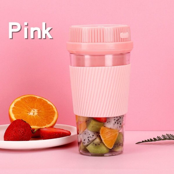 Elektrisk Juicer Blender USB Uppladdningsbar Frukt Mixer Cup Smoothie Maker Multi-Funktion Matberedare, Rosa