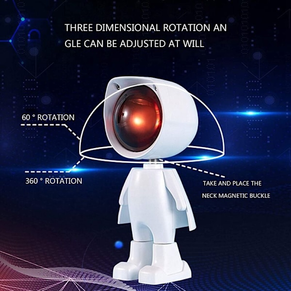 USB-projektorlampe Robot Projektionslys Nattlys 360° Justerbar LED-projektorlampe Soveromsdekorasjon Sol