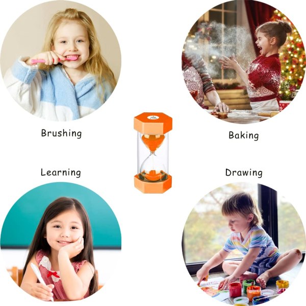 Timglas för barn, 1 minuts timglastimer, färgglad timglassandklocka, kökstimer, tidshanteringsassistent, för spel, borstning, Home O