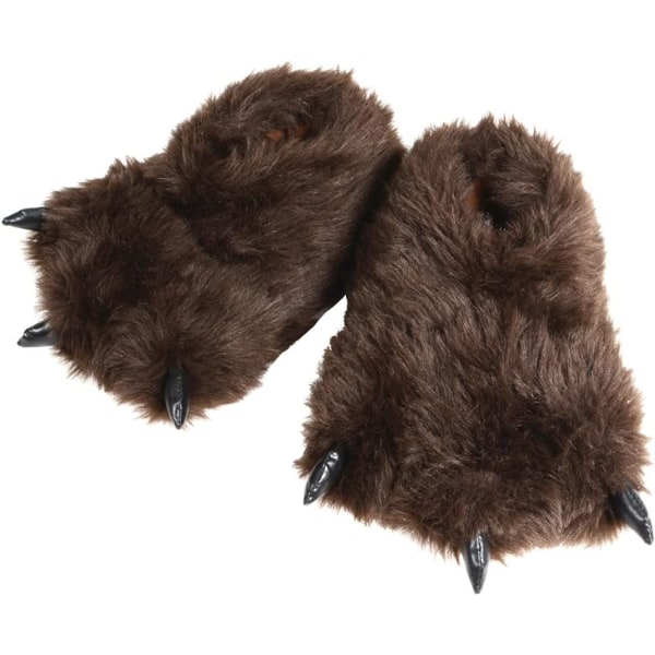 Bekväma björnfötter för män Hibernation Bär Fluffy Novelty Tofflor - Storbritannien storlek 10 Brun