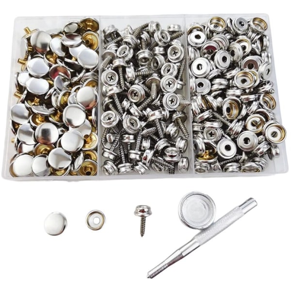 100Pcs 15Mm Boat Cover Canvas Stainless Steel Snap Fastener Clip Awning Button Rivet Hardware Accessories