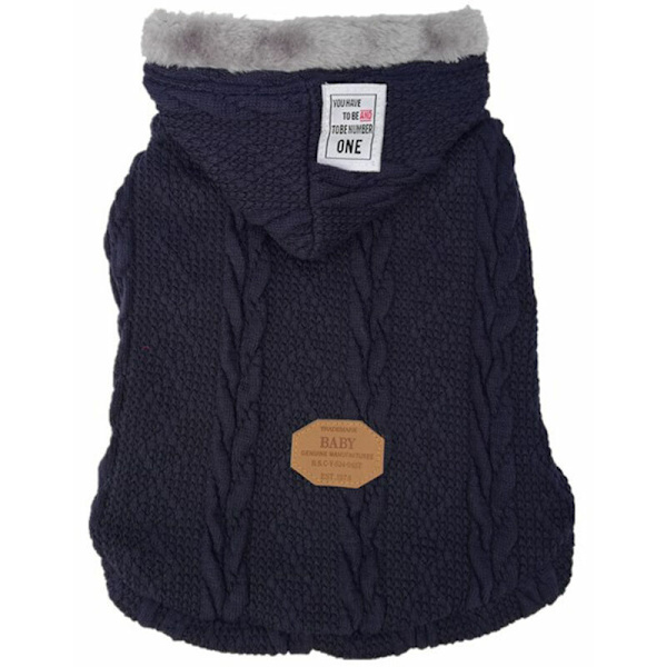 Kæledyrstøj Strikkede Hættetrøje til Hund Kat Pullover Sweatshirt Varmt og Blødt Vintertøj til Hunde Små og Mellemstore Kæledyr, Blå, M