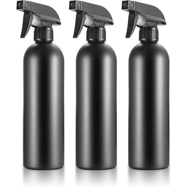 3 st tomma sprayflaskor, dimsprayer, påfyllningsbar vattensprayflaska, 500 ml hårsprayflaska för hem och trädgård - svart