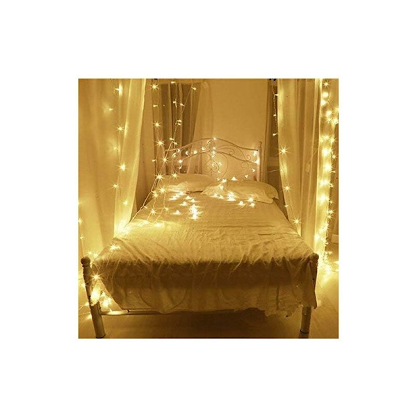 Lysguirlander 20m 200 LED'er, med EU-stik, 8 driftstilstande, Hjem Have Fest Ceremoni Dekoration (Varmt Hvidt)