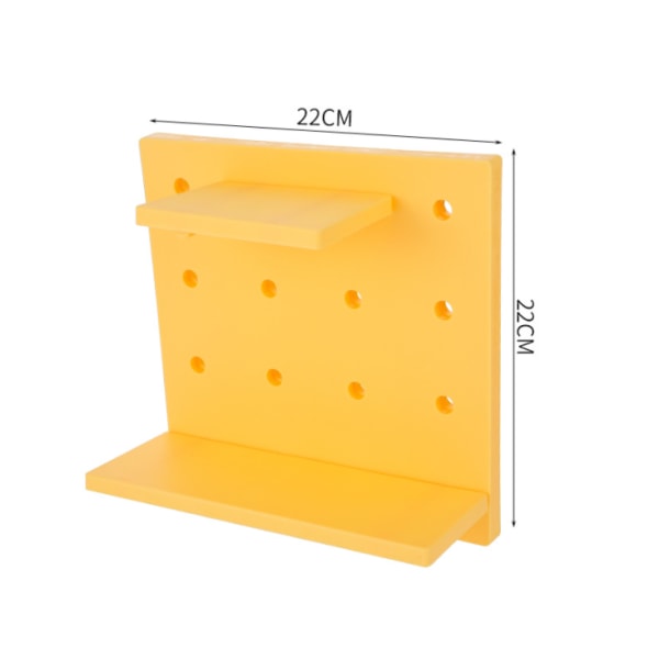 Hylde 3 stykker plastperforerede paneler, stueopbevaring, køkken- og soveværelses skillevægge, væghylde (gul)