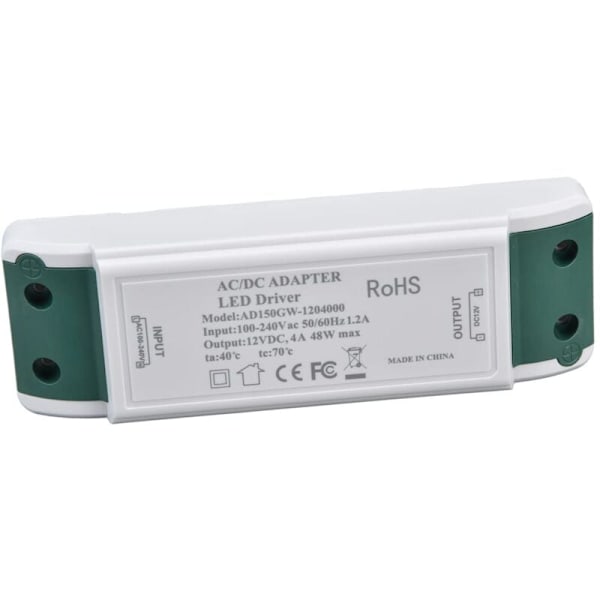 48W 4A Konstant Spänningsadapter, 12V DC LED Strömtransformator, 12V Strömförsörjning för LED från AC100‑240V