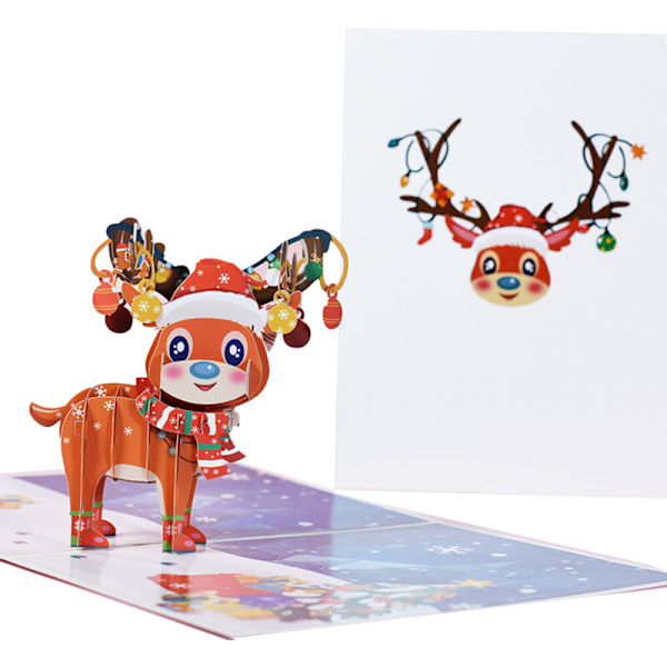 God Jul Håndlaget Pop Up Kort, 3D Håndlaget Pop Up Hilsener Kort til Jul, Pop Up Julekort