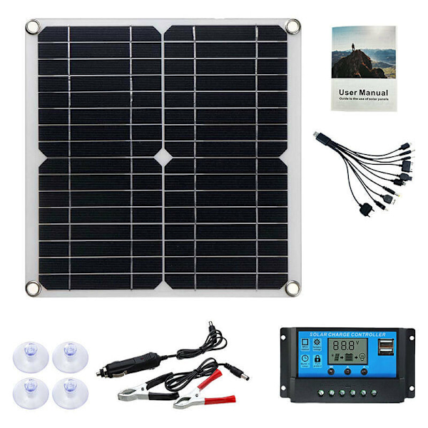 12W Monosähköinen Aurinkopaneeli Fotovoltaikkimoduuli 100A Ohjain Auton, Caravanin, Kodin, Puutarhan Akun Lataukseen - RWSolar Panel