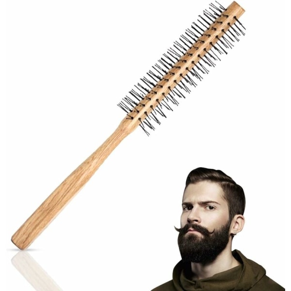 Rund skægbørste til mænd, antistatisk stylinghårbørste til skæg og kort hår-