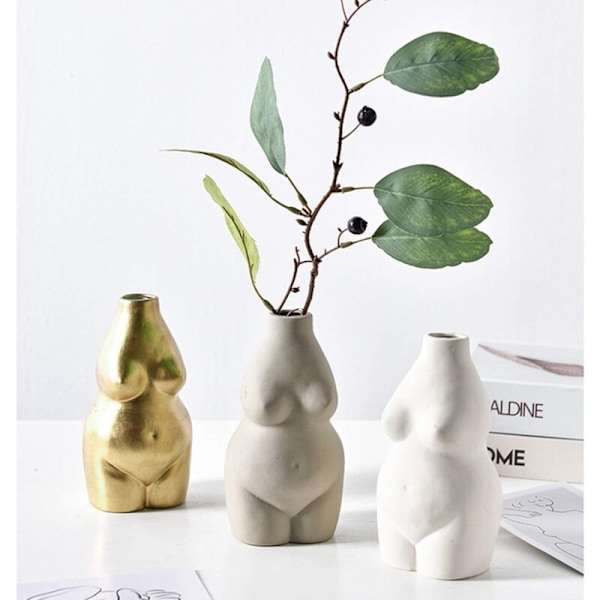 Vaser i form av kvinnokropp, konstnärlig design, keramik, blomkruka, statyett av kvinnlig torso, liten vas, rökelsehållare för hemmet, kontorsdekoration, boho-inredning