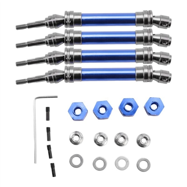 4 kpl metallista valmistettua CVD-voimansiirtoa ja takaosaa 1/10 Slash Stampede Hoss VXL RC -auton päivitysosiin, sininen