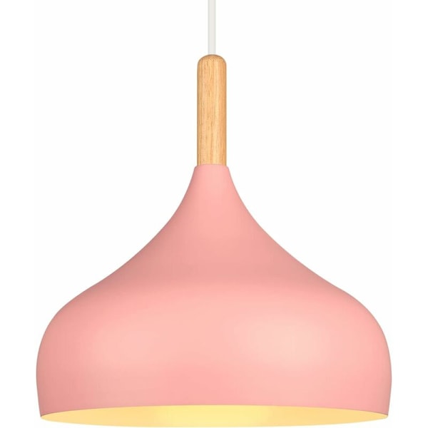 Hengende lampe i retro-stil, 24 cm, moderne skandinavisk design, dråpeformet taklampe, E27, metall og tre, pendellampe for soverom, spisestue