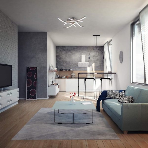 Moderne LED-taklampe i bølgeform, integrerte 24W LED-moduler, 2000Lm, nøytral hvit lys 4000K, aluminium finish