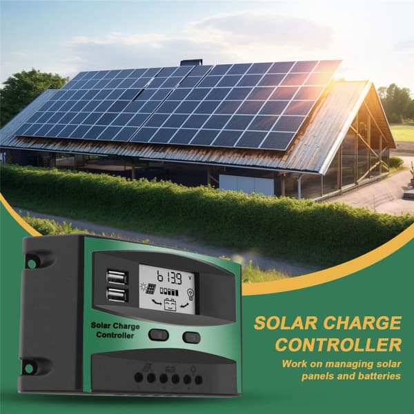 30A Solcelle Controller 12V 24V LCD Funktion Dobbelt USB Udgang 5VDC Solcelle Panel Batteri Laderegulator