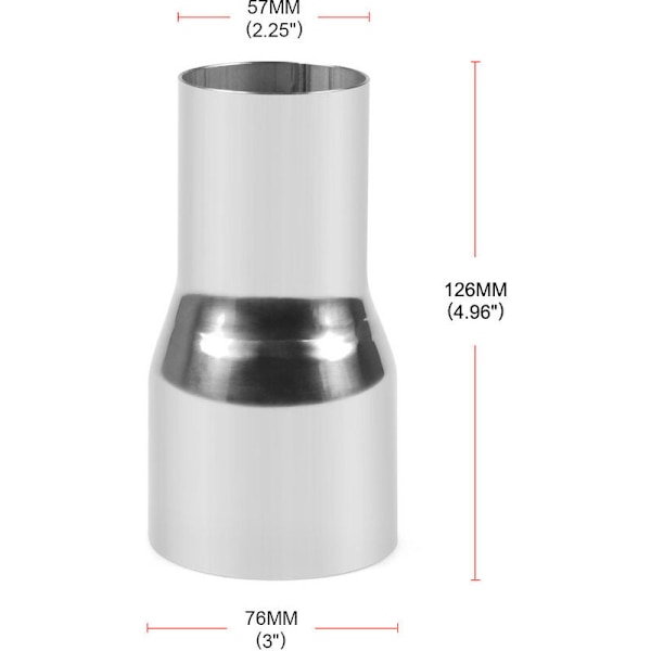 Eksosrør-adapter, eksosrør-adapter, rustfritt stål universal eksosrør-koblingsrør-adapter modifisert del, adapter modifisert del