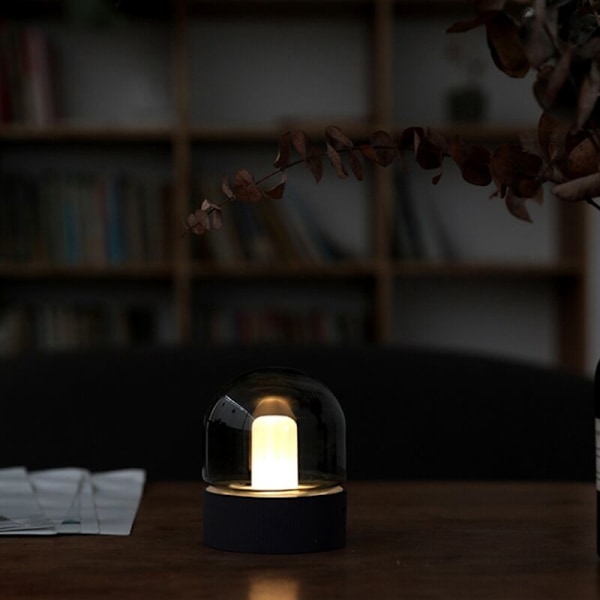 M1 Glass nattlys Retro USB-lading Tid Pust Søvn LED-lys Egnet for soverom Røykgry