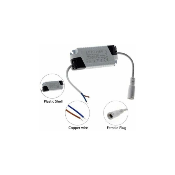 2x LED-ohjain, 18-24 W muuntaja LED-kattovalaisimelle, LED-paneelin virtalähde, DC-liitin LED-kattovalaisimelle (18-24 W)