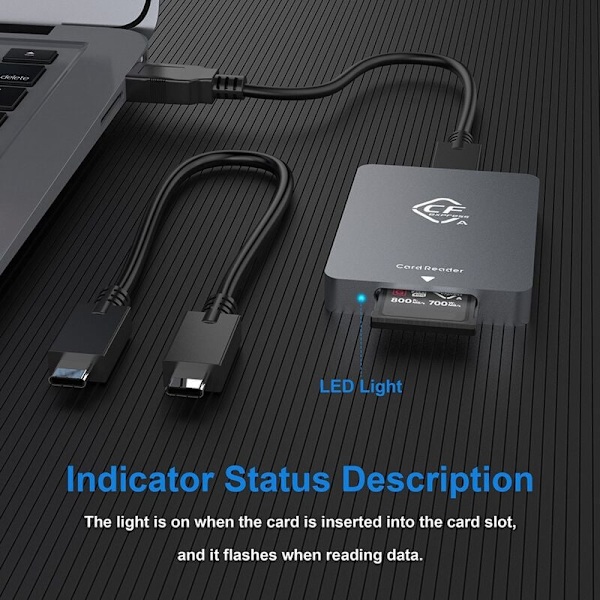 CFexpress Typ A-kortläsare Adapter USB3.1 Gen2 10 Gbps för Windows XP med kabel för SLR
