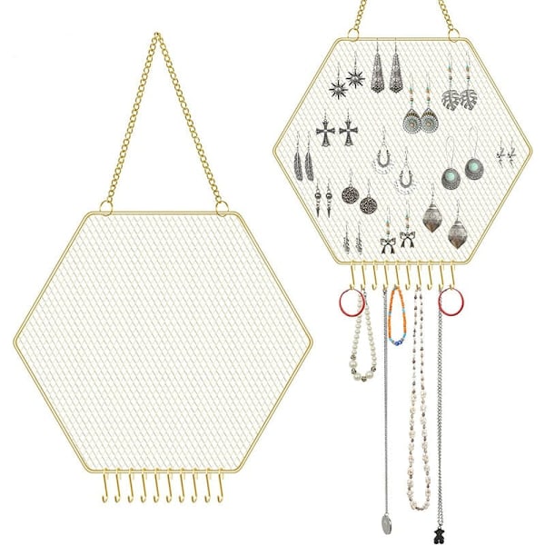 Hængende Ørering Organiser til Smykker, Halskæder, Ørering, Armbånd, Nøgleringe 3026cm (Guld)