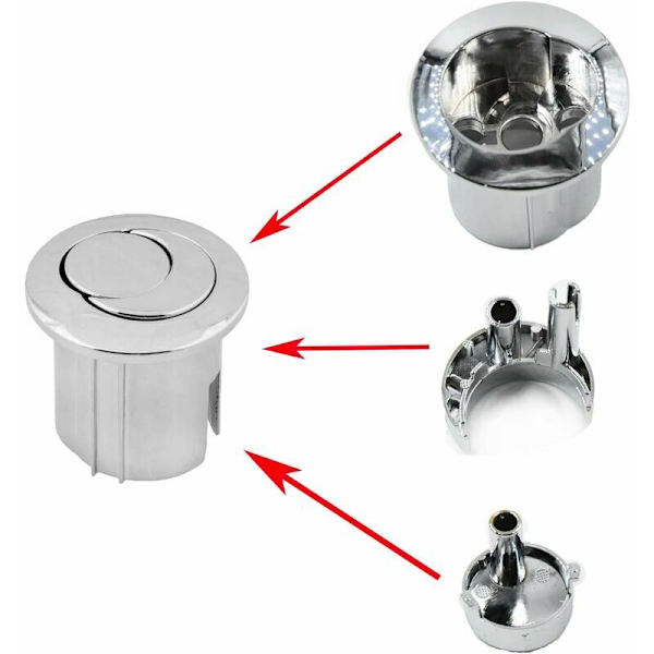 D2D Style Dobbelt Tryk Halvmåne Kort Kast Spolingsknap AH0001800R Kompatibel med ROCA D2D Spolingscistern Toilet Trykknap 822043001