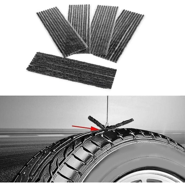 50 Pieces Tire Repair Cords, Tubeless Tire Puncture Repair Seal Rubber Strips for Car Motorcycle Tire Repair Plugs (Black 2003.5mm)