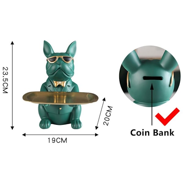 Dekoration, Bulldog Skulptur, Dekoration med Opbevaringsfunktion, Velegnet til Hjem og Soveværelse