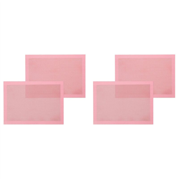 Perforerede Bagemåtter, 4 i Pink Silikon til Halvplade, Genanvendelige Non-Stick Ovnforinger Brød/Konditoriproduktion