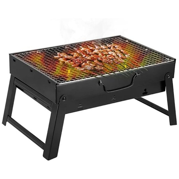 Kullgrill, Bærbar Kullgrill i Tre, Foldbar, Egnet for Utendørs Camping Grill, Strandgrill 43X30X24cm