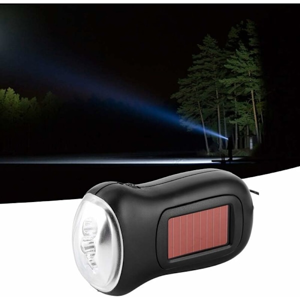 Handvevad Solcellslampa, Uppladdningsbar Solcellslampa med Veva, LED Nödlampa för Camping utomhus