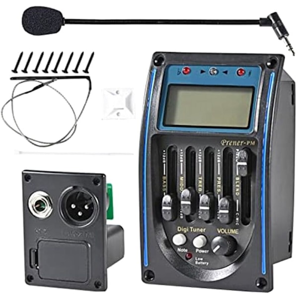 Akustisk Guitar 5-bånds Equalizer Forforstærker Guitar Stemmer Piezo Mikrofon med Skærm LCD Mikrofon