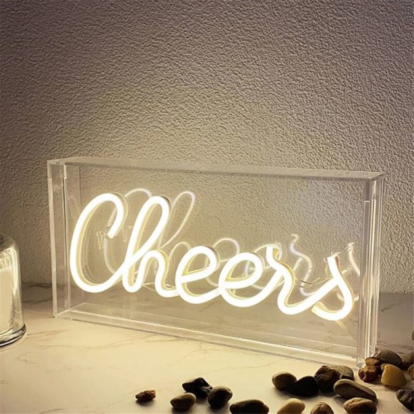 Cheers Neon Skilt USB LED Skilt Skrivebordslyskasse Cheers Neon Bar Skilt 3D Væg Neon Varm Lysskilt til Festdekoration Lys A