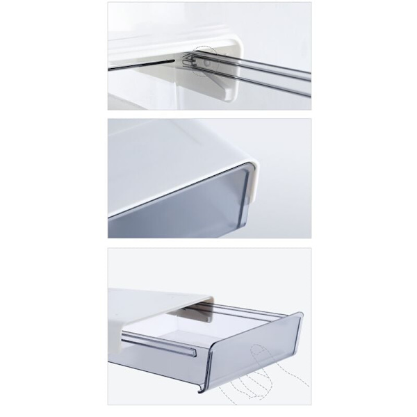 Under Desk Skuff Organiser Solid Perforation Under Table Oppbevaringsboks Matvare Oppbevaring Hvit