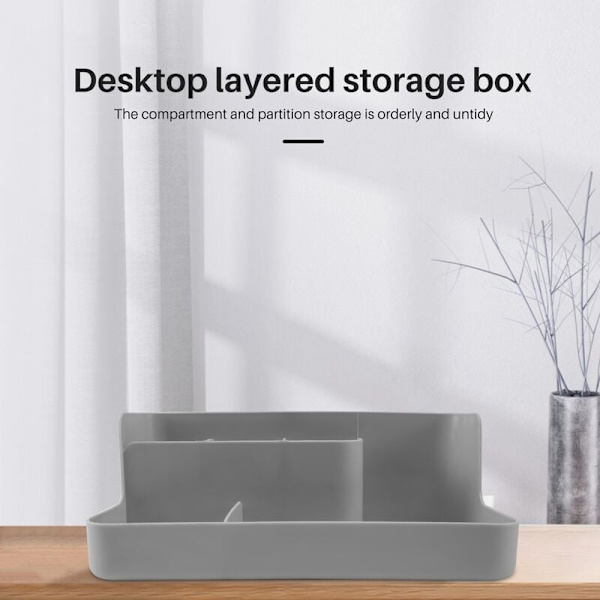 Grå Makeup Organizer Badeværelse Kosmetisk Opbevaringsboks Kontor Desktop Makeup Opbevaringsboks Diverse Artikler Beholder