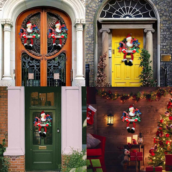 Jul Dörrkrans Rolig Jultomte Ben Krans Hängande Prydnad För Entrédörr Jul Dekor