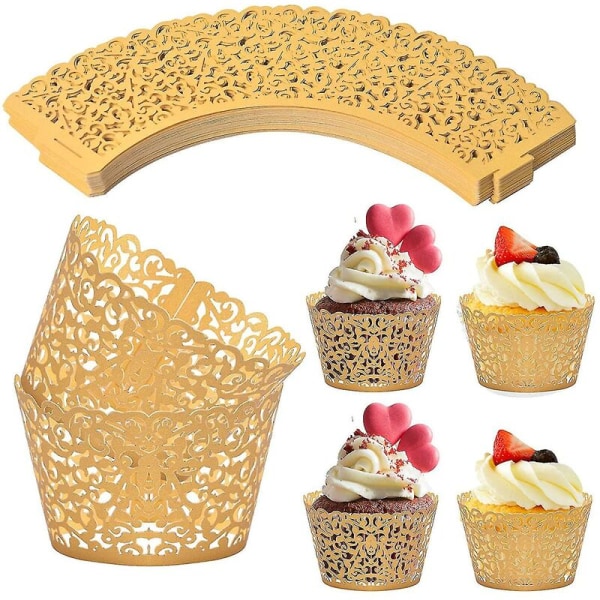 50 stk cupcake wrappers, blonde cupcake liners, cupcake toppers til cupcake dekorasjon