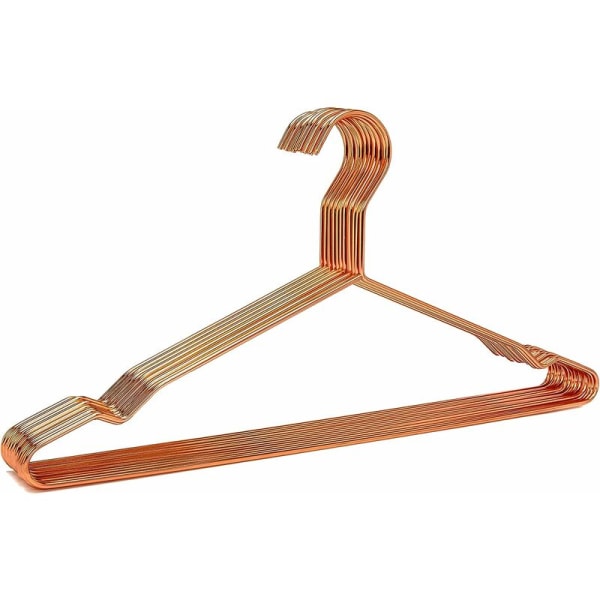 43cm kraftiga galgar i kopparmetall, roséguld galgar, kostymgalgar, blusgalgar, byxgalgar (koppar, 10 st)
