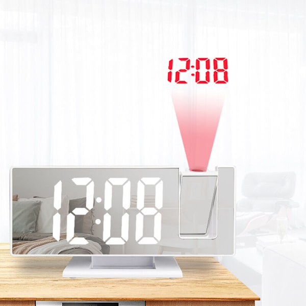 Digital Projektionsväckarklocka LED Elektronisk Väckarklocka med Projektionstidsprojektor Sovrum Sängbord Tyst Klocka