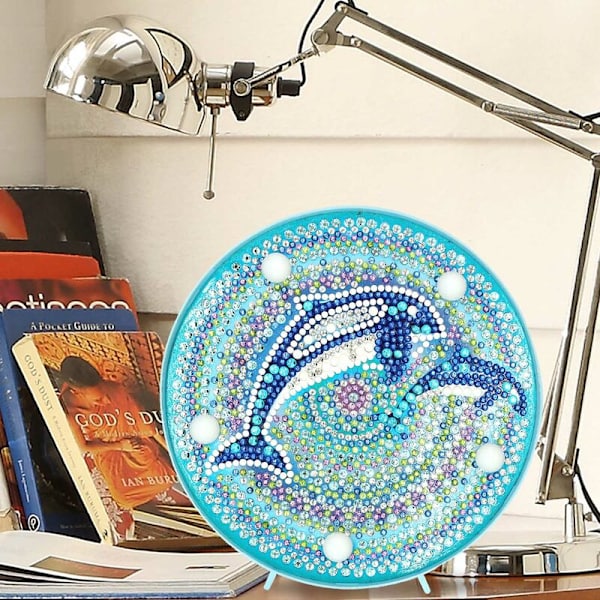 Kirjonta LED-lamppu Valomaalaus 5D Delfiini Mosaiikki Jouluvalo Dekoraatio