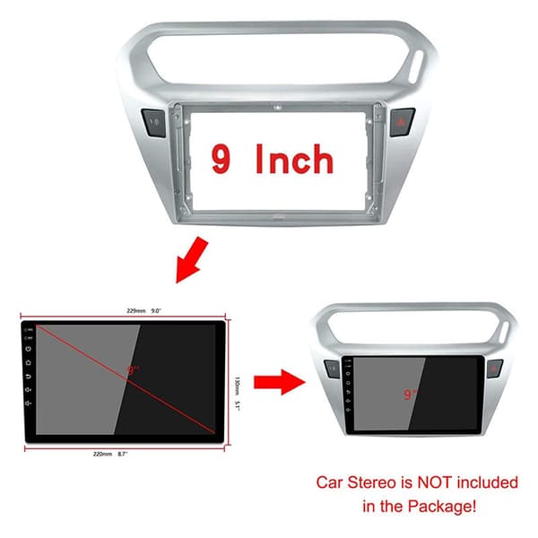 9 Tommer 2Din Bilstereo Facia Panel Ramme DVD Bezel Installations Trim Pasform til 301 SLYSEE