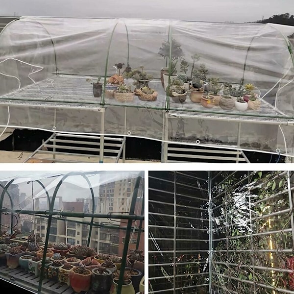 Transparent presenning Vattentät, Rivtålig Vattentät Skyddspresenning, Dammtät med Snöre (2x2m)