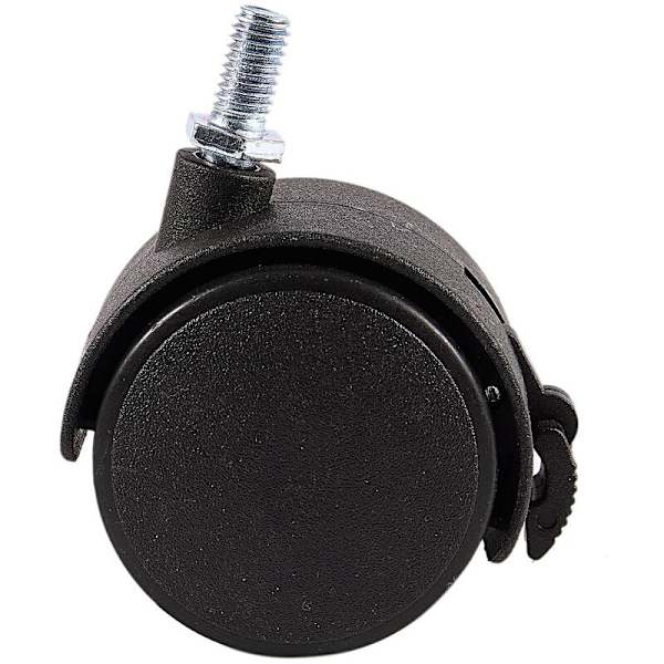 Svingbar møbelhjul, 8mm skruskaft, 5 cm diameter hjul, svart