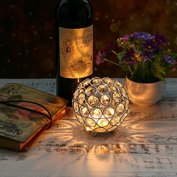 10cm Kristallskål Votivljusstake Glimmande Tealight Ljusstakar Ljuslyktor Dekorativ Kandelaber Vas för Jul Nyår Bröllop