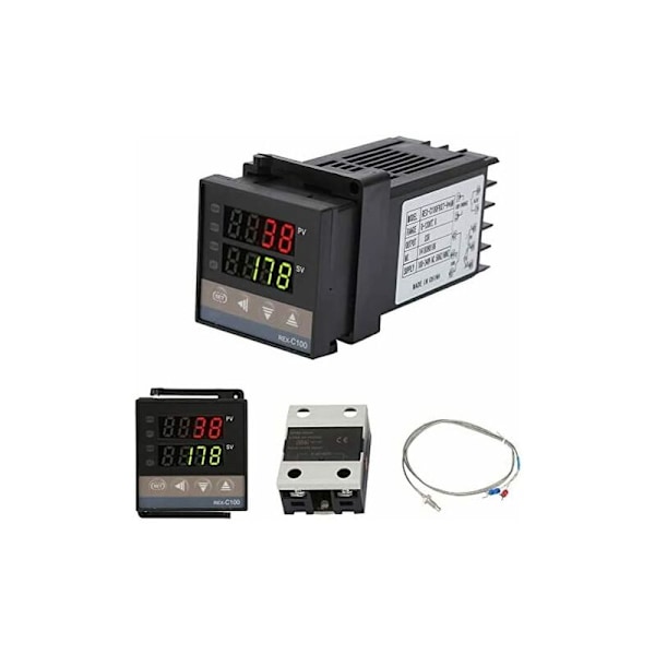 REX-C100 PID-lämpötilanohjain, digitaalinen termostaattisetti AC110V-240V, 0℃1300℃, LED-digitaalinen lämpötilanohjain hälytyksellä