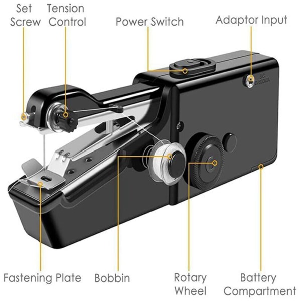 Håndholdt symaskin, mini bærbar symaskin for nybegynnere, elektrisk symaskin