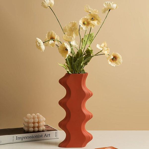 Nordisk geometrisk Morandi keramisk vas vardagsrum blomsterarrangemang torkad blomma dekoration färgglad konstvas, A
