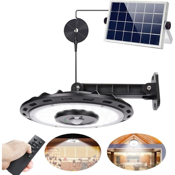 180 LED-lampor 1200LM Sollampa Utomhus Inomhus, 5 lägen, Hängande, Justerbar Solpanel, 5 Ljusstyrka med Fjärrkontroll, IP65 Vattentät LED-belysning