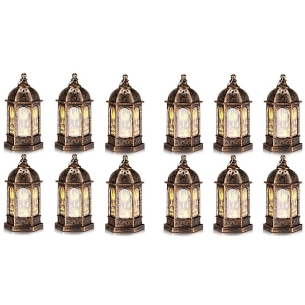 12 st Mini Ramadan Ljus Mubarak LED Lykta Eid Mubarak Lykta Måne Stjärna Ljus Marockansk Stil Hängande Lykta C