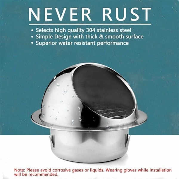 Ventilationsrist 150 mm Høj Kvalitet Rustfrit Stål Ventilationsrist Udvendig Ventilationsrist Med Myggenet Beskytter Facaden og Forhindrer