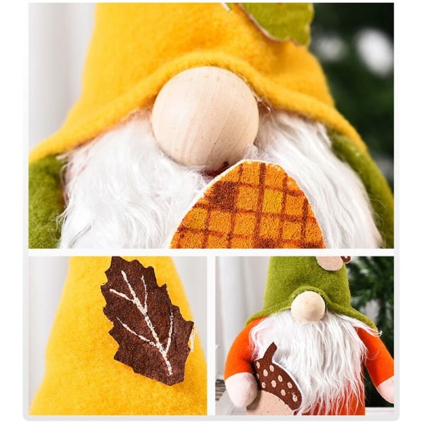 2 stk høst Thanksgiving Gnome dekorasjoner, håndlagde svenske alvedukke ornamenter, bursdag hjemmeinnredning