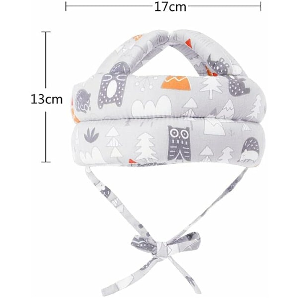 Baby Hovedbeskytter, 1 stk. Baby Beskyttelseshjelm, Baby Sikkerhedshjelm, Fremstillet af Hudvenlig Bomuld, Justerbar - Grå HIASDFLS